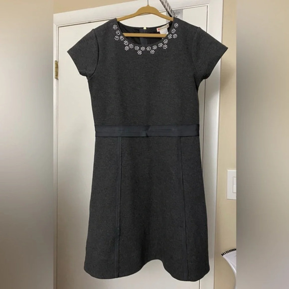 Crewcuts J. Crew Girls Gray Jewel Neckline Dress Size 14 - Picture 1 of 8